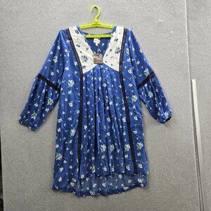 Matilda Jane Women Dress M Blue Floral Day Tripping Boho Mini